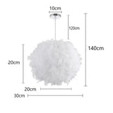 HULIANFU Mordern Feather Pendant Lamp E27 Lamp Holder Fairy Hanging Lamp Goose Feather Bedroom Dining Room Loft Chandelier Ceiling Light