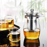 HULIANFU Teapot Glass Explosion-proof High Temperature Flower Teapot Teacup Teapot Filter Single Pot Tea Set Home Tea Cup Glass Juice Cup