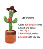HULIANFU New Electronic Dancing Cactus Singing Dancing Decoration Gift for Kids Funny Early Education Toys Knitted Fabric Plush Toys