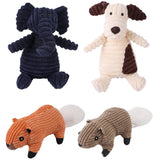 HULIANFU Plush Dog Toy Animals Shape Bite Resistant Squeaky Toys Corduroy Dog Toys for Small Large Dogs Puppy Pets Training Accessories