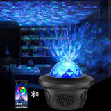 HULIANFU LED Galaxy Projector Ocean Wave LED Night Light Music Player Remote Star Rotating Night Light Gift For kids Bedroom Lamp