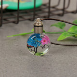 HULIANFU New Luminous Dried Flower Butterfly Glass Ball Car Pendant Car Craft Decoration Pendant Car Interior Decor Car Accessories