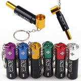 HULIANFU Keychain Small Pipe Pendant Battery Shaped Tobacco Pipes Portable Metal Smoking Pipe For Smoking Weed Herb Men  Gift Pendant