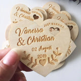 HULIANFU Personalized Wedding Laser Heart Save the Date Magnets,Custom wood rustic save the date,party favors gifts