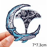 HULIANFU Van Gogh Embroidered Patches on Clothes DIY Cartoon Wave Applique Clothing Thermoadhesive Patches for Clothing DIY