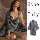 hulianfu Luxury Sexy Women Silk Kimono Bathrobe Purple Bride Bridesmaid Wedding Robe Set Lace Sleepwear Casual Home Clothes Nightwear