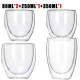 HULIANFU Transparent glass coffee cup milk whiskey tea beer double creative heat resistant cocktail Vodka wine mug Drinkware tumbler cups