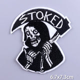 HULIANFU Patches On Clothes Stickers Hippie Rock Stripes Embroidered Patches For Clothing Iron On Patch Skull Biker Stripes for Jackets