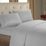 HULIANFU Sheet Set 4 In 1 Fitted Bed Sheet Pillowcases Flat Bed Sheet Stripe Coverlet Ues for Hotel home ( No Filler/Quilt Cover Inside )