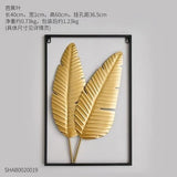 HULIANFU Nordic Metal Leaf Plant Wall Decor Wrought Iron Wall Hanging Non-perforated Wall Mural Living Room Bedroom Home Decoration Hot