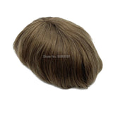 HULIANFU Invisible Knot Natural Hairline Men Toupee 100% Euro-Touch Human Hair Front Toupee