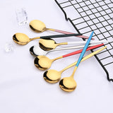 HULIANFU Pink Gold Cutlery Set Stainless Steel Dinnerware Set 24Pcs Knives Forks Coffee Spoons Flatware Set Kitchen Dinner Tableware Set