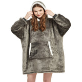 HULIANFU Winter Sherpa Blanket With Sleeves Ultra Plush Fleece Sweatshirt Blanket Hoodie Pink Grey Wine Blue Warm Flannel Hooded Blankets