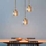 HULIANFU Sliver Bronze Loft Modern Pendant Light Glass Ball Hanging Lamp Kitchen Light Fixture Dining Hanglamp  Living Room Luminaire