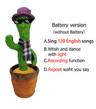 HULIANFU New Electronic Dancing Cactus Singing Dancing Decoration Gift for Kids Funny Early Education Toys Knitted Fabric Plush Toys