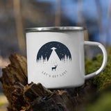 HULIANFU Night Forest Mountain Print Enamel Creative Coffee Tea Water  Milk Cups Camping Mugs Handle Drinkware Vacation Hiking Mug Gifts