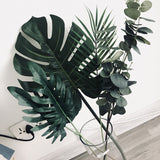 HULIANFU Tropical Palm Leaves Summer Monstera Artificial Silk Turtle Leaves For Home Hawaiian Luau Beach Wedding Party Decor Fake Plants