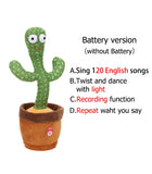 HULIANFU New Electronic Dancing Cactus Singing Dancing Decoration Gift for Kids Funny Early Education Toys Knitted Fabric Plush Toys