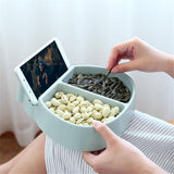 HULIANFU Plates For Food Creative Shape Lazy Snack Bowl Plastic Double Layers Snack Storage Box Bowl Lazy Fruit Plate Bowl Artifact Plate