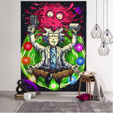 HULIANFU Psychedelic Meditator Tapestry Wall Hanging Cartoon Witchcraft Bohemian Style Mandala Kawaii Room Home Decor