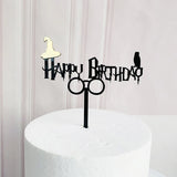 HULIANFU New Cartoon Happy Birthday Acrylic Cake Topper Cute Boy Witch Cake Topper For Kids Birthday Party Cake Decorations Baby Shower