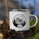 HULIANFU Night Forest Mountain Print Enamel Creative Coffee Tea Water  Milk Cups Camping Mugs Handle Drinkware Vacation Hiking Mug Gifts