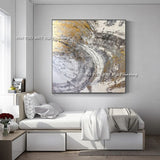 HULIANFU New Design High Quality Hand-painted Modern Golden Oil Painting on Canvas Modern Art Oil Painting for All Kinds of Wall Decor