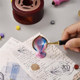 HULIANFU Wax Spoon Sealing Wax Seal Stamp Beads for vintage craft Envelope Wedding Wax seal Ancient Sealing Wax stamp Wooden Handle spoon