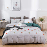 HULIANFU Nordic Style Pink Heart Bedding Set Cover Cute Bed Linens Duvet Cover Sheets and Pillowcases Queen King Size Home Textile Sets
