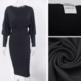 Hulianfu Fashion O-neck Long Sleeve Pencil Dress Women Autumn Winter Black Pink Bodycon Elegant Office Woman Dresses Robe Femme