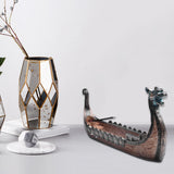HULIANFU Retro Incense Burner Dragon Boat Incense Stick Holder Traditional Chinese Design Hand Carved Carving Censer Ornaments Home Decor
