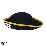 HULIANFU Print Skull Children / Adult Pirate Hat Cosplay Costume Cap Halloween Masquerade Party Performance Pirate Captain Hat Props