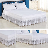 HULIANFU Princess Lace Bed Skirt Home Hotel Bed Cover Without Surface Elastic Band Bed Skirts Bedspread Twin/Full/Queen/King Size