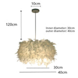 HULIANFU Mordern Feather Pendant Lamp E27 Lamp Holder Fairy Hanging Lamp Goose Feather Bedroom Dining Room Loft Chandelier Ceiling Light