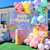 HULIANFU QIFU Macaron Balloons Garland Latex Ballons Arch Happy Birthday Party Decor Kids Adult Wedding Baloon Chain Baby Shower Balon