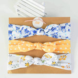 HULIANFU 3pcs Cotton Elastic Knot Headbands for Women Baby Girls Bow headband Baby Shower baptism Colorful Face Wash Hair accessories
