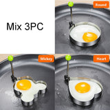 HULIANFU Stainless Steel 5Style Fried Egg Pancake Shaper Omelette Mold Mould Frying Egg Cooking Tools Kitchen Accessories Gadget Rings