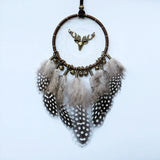 HULIANFU Original silver gray dream catcher 2 ring Indian feather hanging art gifts to bestie friends creative valentine's day gifts