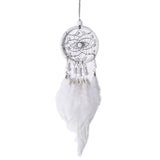 HULIANFU Mini Car Dream Catcher Beaded Natural Feathers Handcraft Chic Hanging Ornaments Mirror Room Bedroom Wall Decor