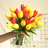 HULIANFU 2023 10PCS Artificial Flowers Garden Tulips Real Touch Flowers Tulip Bouquet Decor Mariage for Home Wedding Decorations Fake Flower