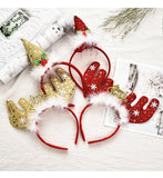 HULIANFU 2023 Red Christmas Hair Band Cartoon Santa Claus Snowman Antlers Headband Merry Christmas Decor Adult Kids Naviidad Gifts Noel Toys