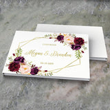 HULIANFU Wedding Guest Book Alternative Geometric Gold Wedding Guestbook Burgundy Floral Personalized Wedding Album Wedding Photo Sign