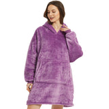 HULIANFU Winter Sherpa Blanket With Sleeves Ultra Plush Fleece Sweatshirt Blanket Hoodie Pink Grey Wine Blue Warm Flannel Hooded Blankets