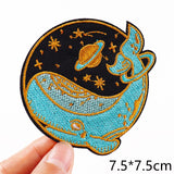 HULIANFU Van Gogh Embroidered Patches on Clothes DIY Cartoon Wave Applique Clothing Thermoadhesive Patches for Clothing DIY