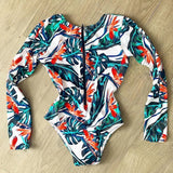 Long Sleeve Print Floral New One Piece Swimsuit Swimwear Women Bathing Suit Backless Swimsuit Vintage Surfing Swim Suit