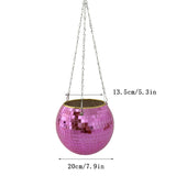 HULIANFU Retro Disco Ball Planter Basket Round Mirror Hanging Pot flower pot Wall Planter Pot Hangin Vase Desktop Decoration Balcony Vase