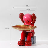HULIANFU Violent bear statue Tidy Bear Statue With Metal Tray Storage Keys, Candy, Friut Home Ornaments Decoration Table Room Decorations