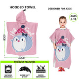 HULIANFU Kids Beach Poncho Cute Cat Print Beach Towel Hooded Super Absorbent Microfibre Children BathRobe Toddler Pool Towel with Hood