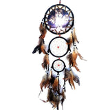 HULIANFU Mini Car Dream Catcher Beaded Natural Feathers Handcraft Chic Hanging Ornaments Mirror Room Bedroom Wall Decor