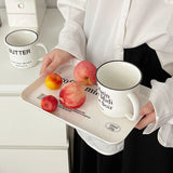 HULIANFU Korean Style Niche Coffee Shop Letter Melamine Tray Simple Breakfast Plate Fruit Coffee Bread Cup Tray Desktop Storage Tray